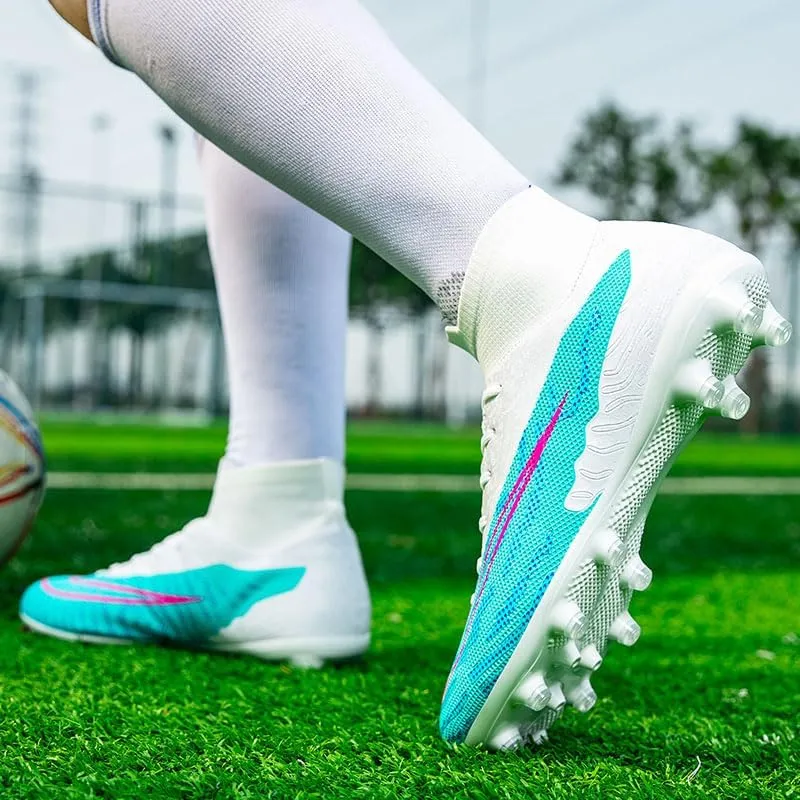 Mens Soccer Shoes Cleats Football Boots Professional Training Outdoor Indoor Sneaker High-Top Spike Breathable Athletic