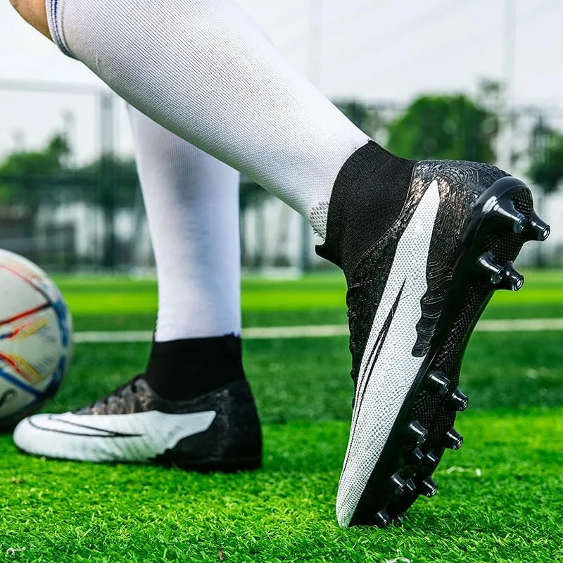 Mens Soccer Shoes Cleats Football Boots Professional Training Outdoor Indoor Sneaker High-Top Spike Breathable Athletic