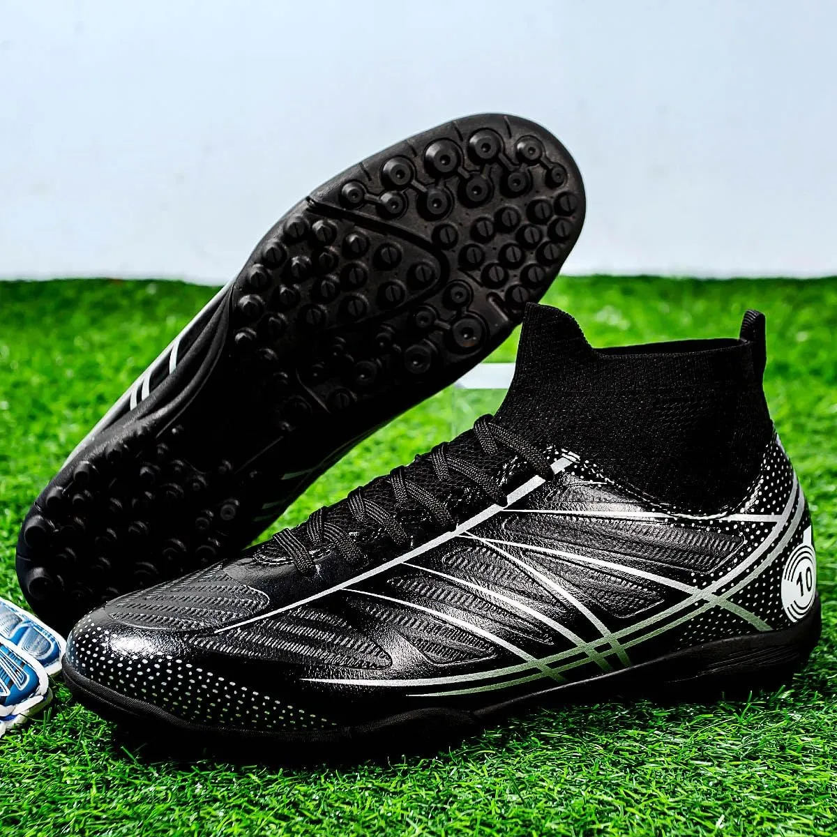 Mens Soccer Shoes Cleats Football Boots Professional Training Outdoor Indoor Sneaker High-Top Spike Breathable Athletic