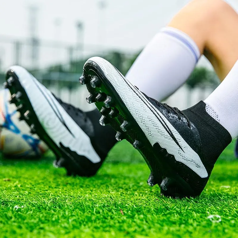 Mens Soccer Shoes Cleats Football Boots Professional Training Outdoor Indoor Sneaker High-Top Spike Breathable Athletic