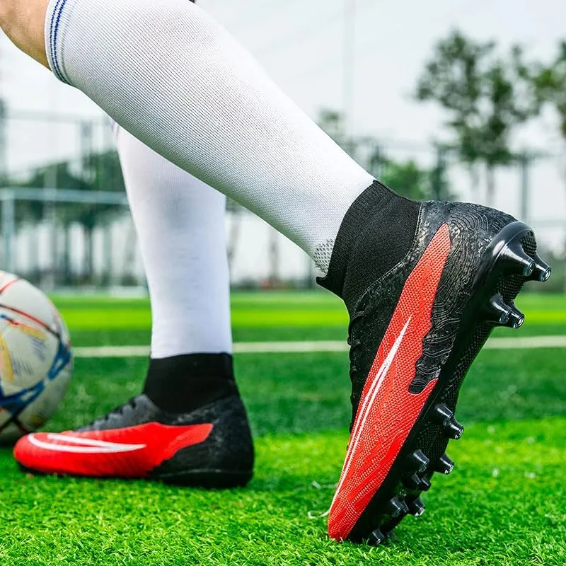 Mens Soccer Shoes Cleats Football Boots Professional Training Outdoor Indoor Sneaker High-Top Spike Breathable Athletic