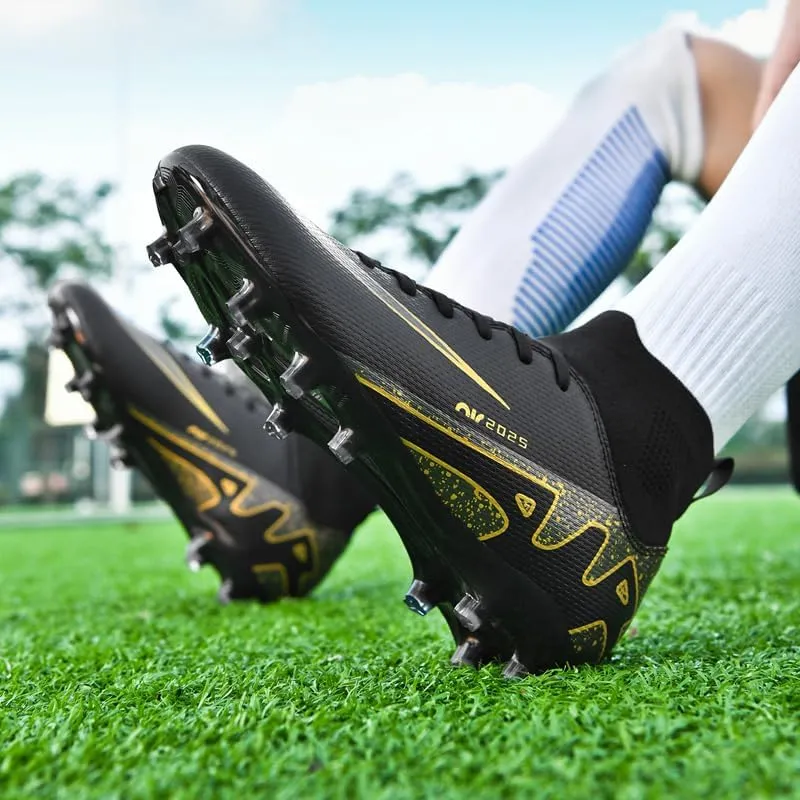 Mens Soccer Shoes Cleats Football Boots Professional Training Outdoor Indoor Sneaker High-Top Spike Breathable Athletic
