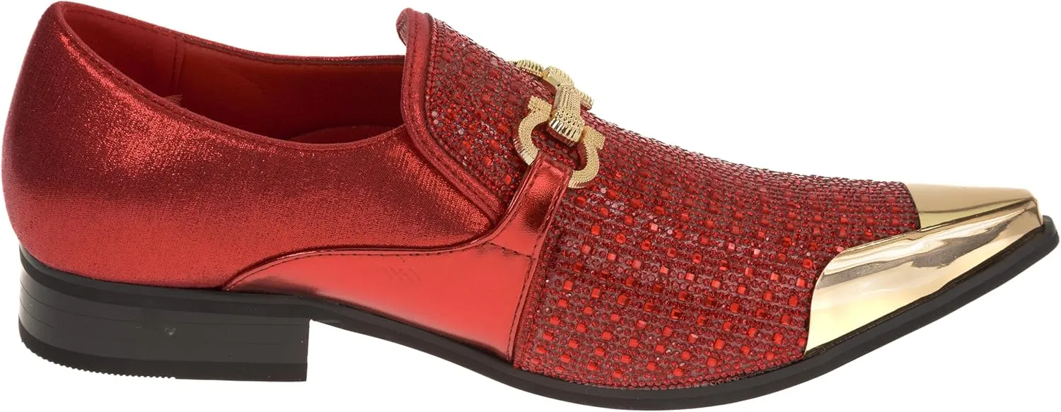 Mens Sparkling Rhinestone Metal Cap Toe Dress-Shoes cristiano03