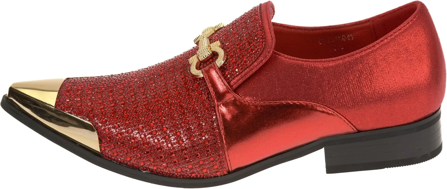 Mens Sparkling Rhinestone Metal Cap Toe Dress-Shoes cristiano03