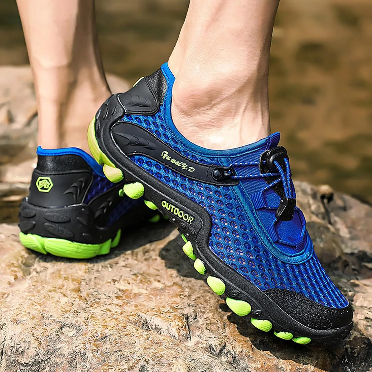 Mens Water Shoes Wide Width Non Slip Athletic Footwear Wide Toe Water Shoes Barefoot
