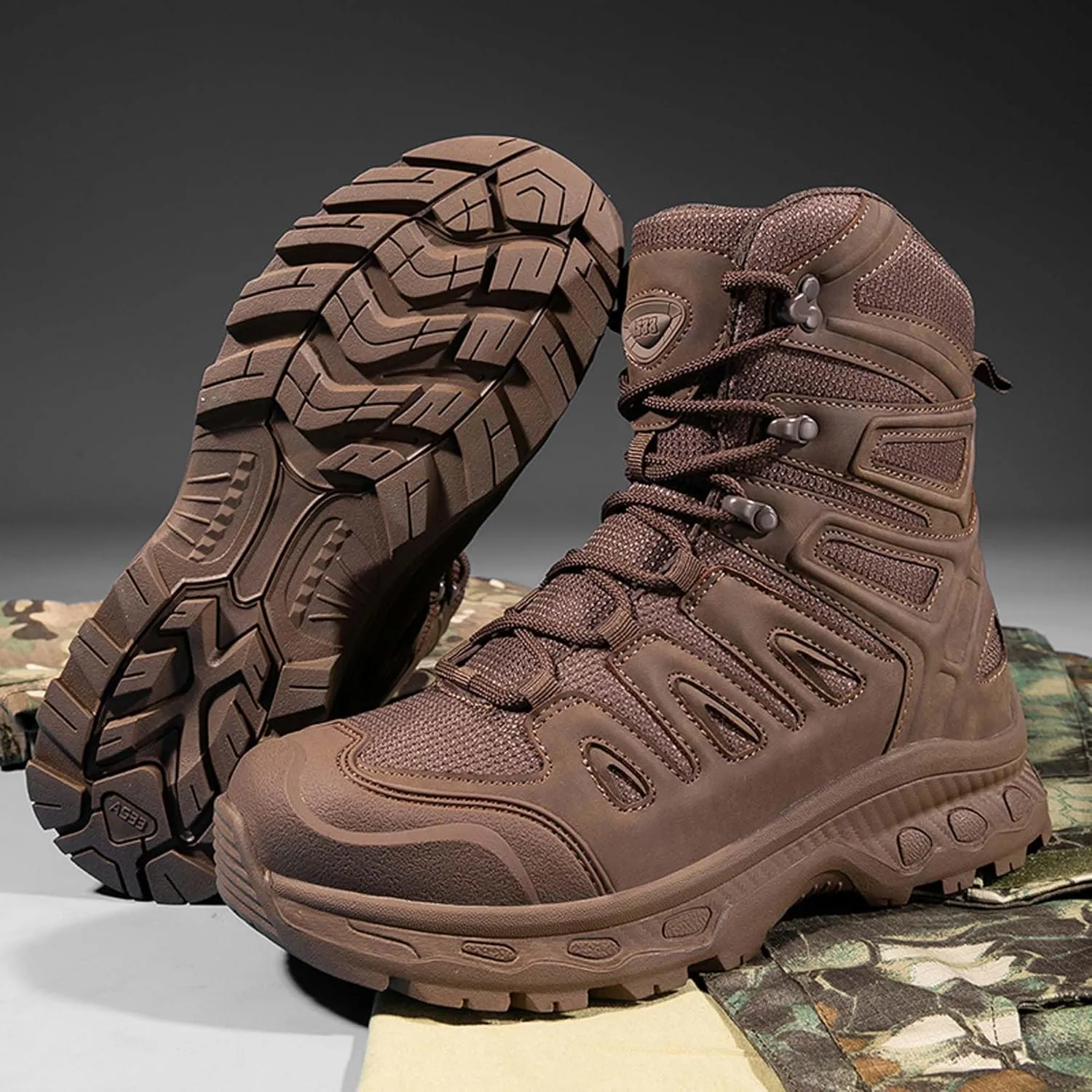 Men's Waterproof Anti Slip Wear-Resistant Tactical Hiking Boots Military Work Boots Combat Boots Outdoor Hiking Breathable Military Shoes