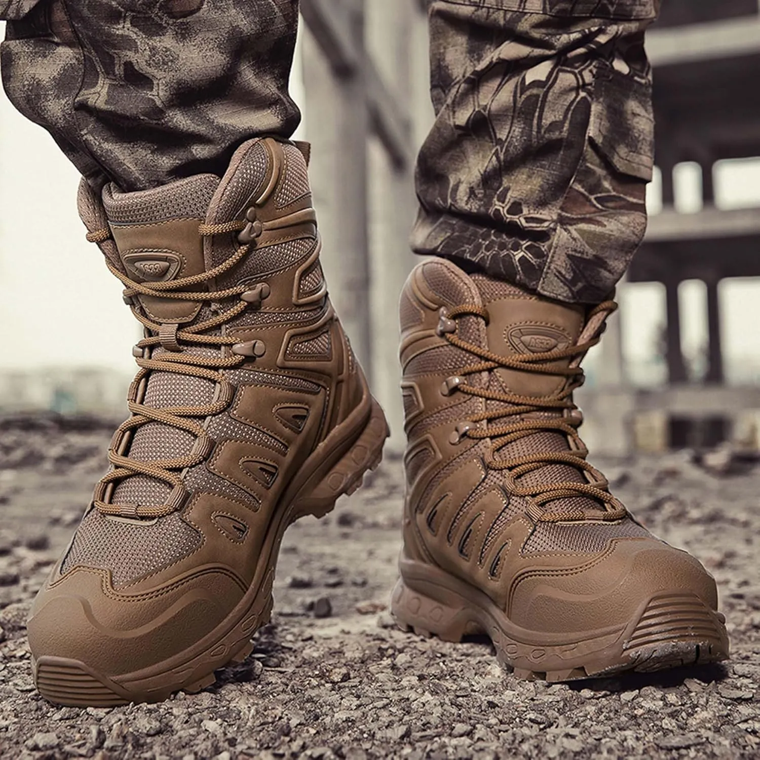 Men's Waterproof Anti Slip Wear-Resistant Tactical Hiking Boots Military Work Boots Combat Boots Outdoor Hiking Breathable Military Shoes