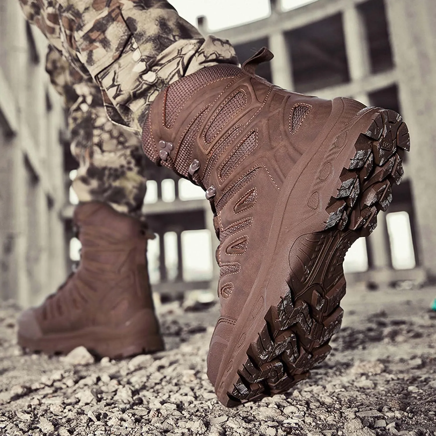 Men's Waterproof Anti Slip Wear-Resistant Tactical Hiking Boots Military Work Boots Combat Boots Outdoor Hiking Breathable Military Shoes