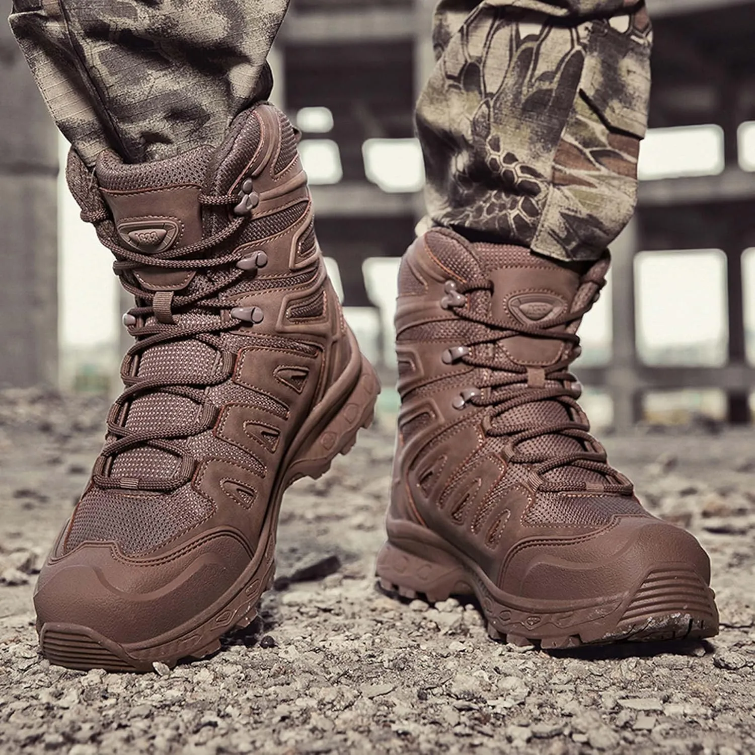 Men's Waterproof Anti Slip Wear-Resistant Tactical Hiking Boots Military Work Boots Combat Boots Outdoor Hiking Breathable Military Shoes