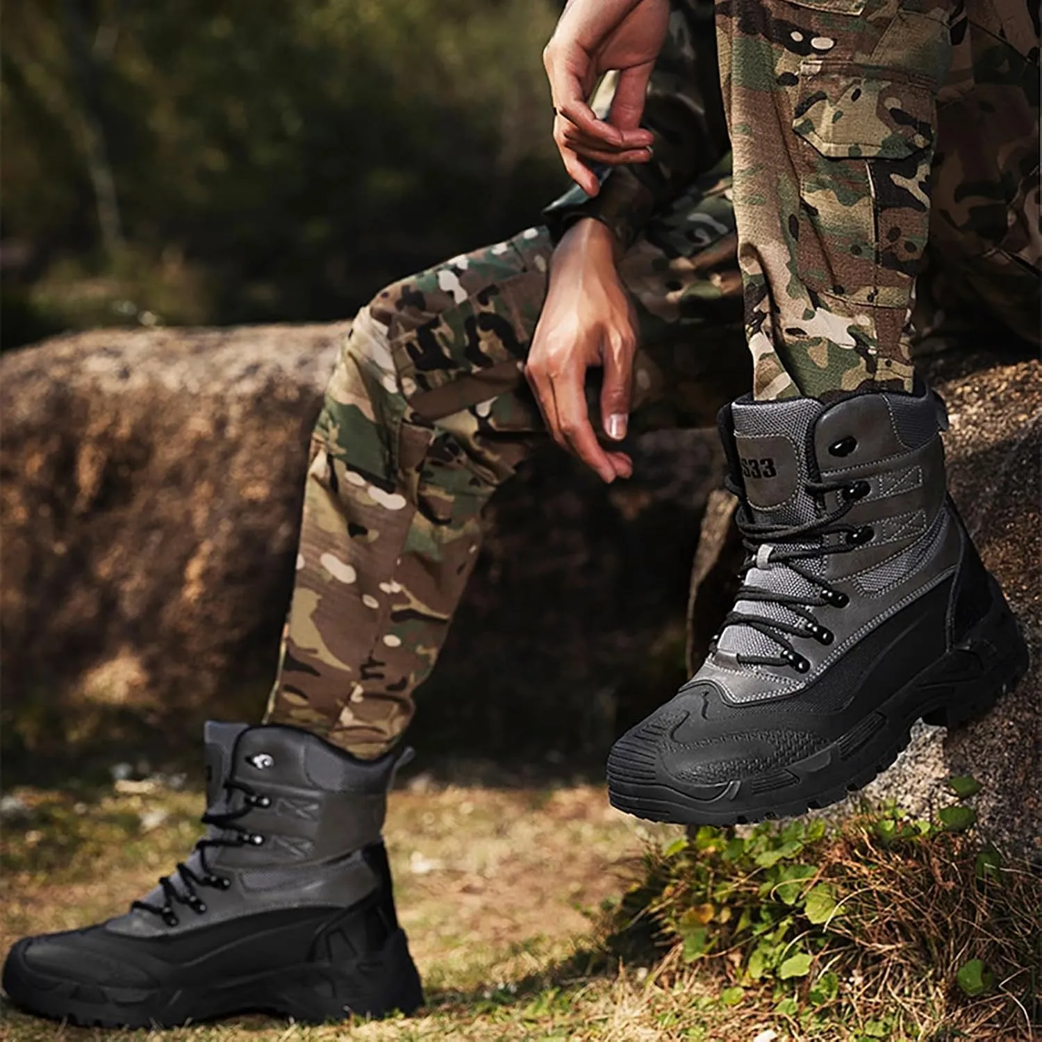 Mens Waterproof Hiking Boots Military Tactical Boots Combat Boots Breathable Police Patrol Boots Army Boots