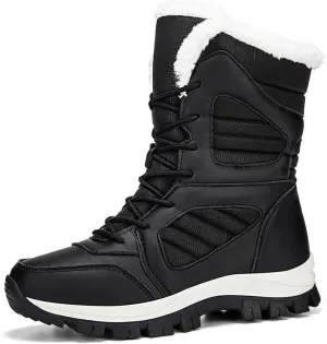 Men's winter snow boots, warm non slip waterproof lightweight outdoor ankle boots hiking boots walking shoes, full fur lined hiking backpack thermal boots