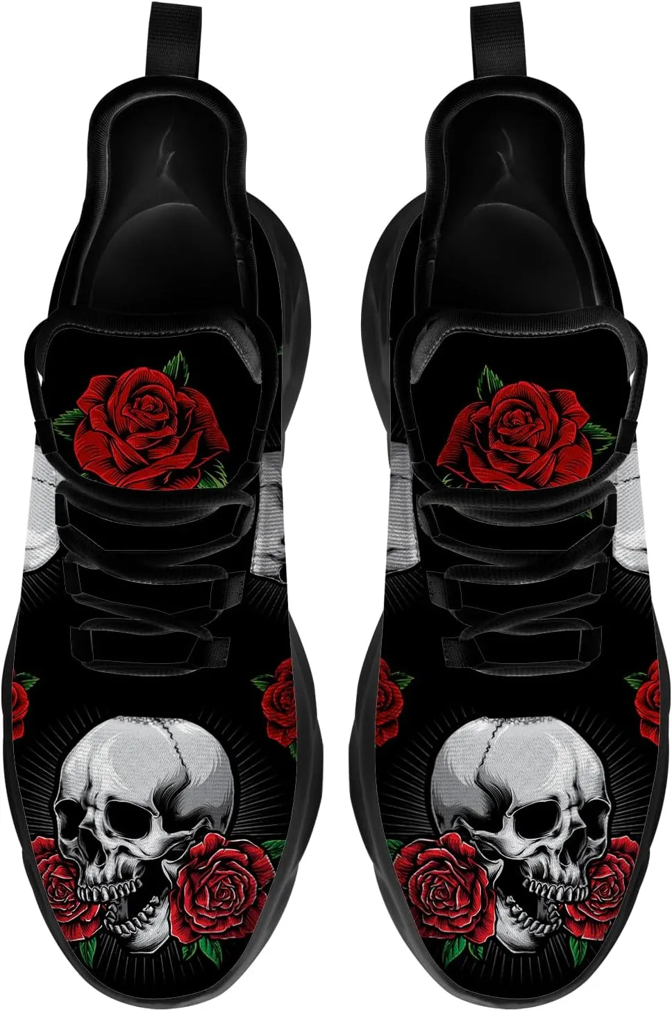Men's Women's Flower Skull Shoes Skull Sneakers Running Walking Tennis Shoes Gifts for Dad Mom
