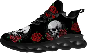 Men's Women's Flower Skull Shoes Skull Sneakers Running Walking Tennis Shoes Gifts for Dad Mom
