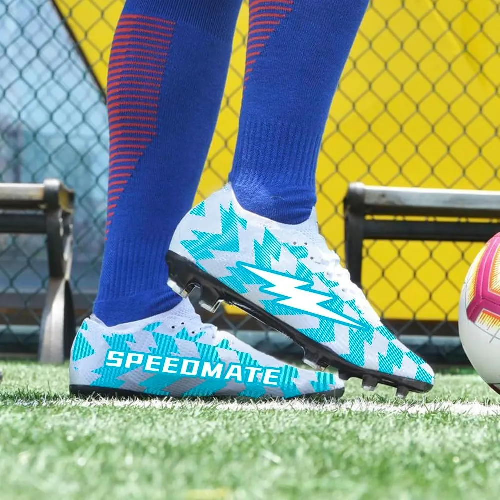 Men's Women's Soccer Shoes Spikes Football Shoes Grass Training Low-Top Shoes Outdoor Football Boots Unisex Blue 39-45