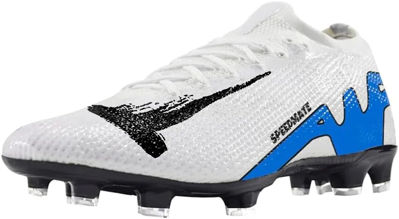 Men's Women's Soccer Shoes Spikes Football Shoes Grass Training Low-Top Shoes Outdoor Football Boots Unisex Blue 39-45