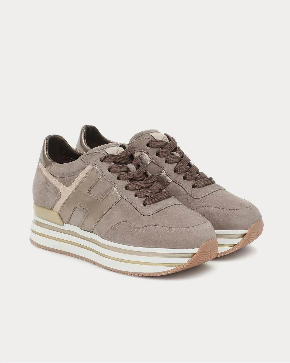 Midi Platform leather Beige Low Top Sneakers