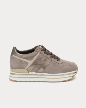 Midi Platform leather Beige Low Top Sneakers