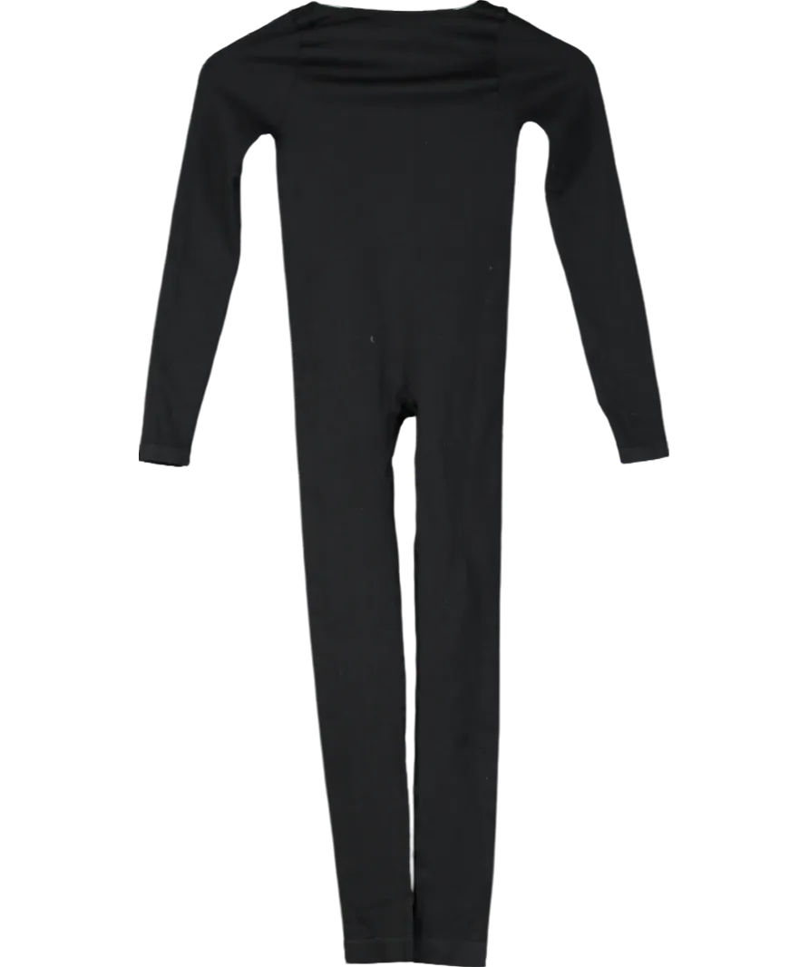 Missy Empire Eli Black Plunge Ribbed Seamless Long Sleeve Jumpsuit UK S