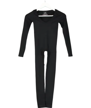 Missy Empire Eli Black Plunge Ribbed Seamless Long Sleeve Jumpsuit UK S