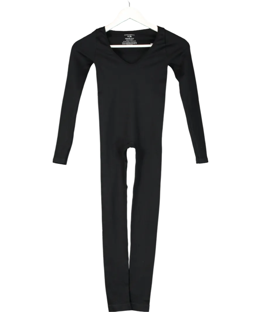 Missy Empire Eli Black Plunge Ribbed Seamless Long Sleeve Jumpsuit UK S