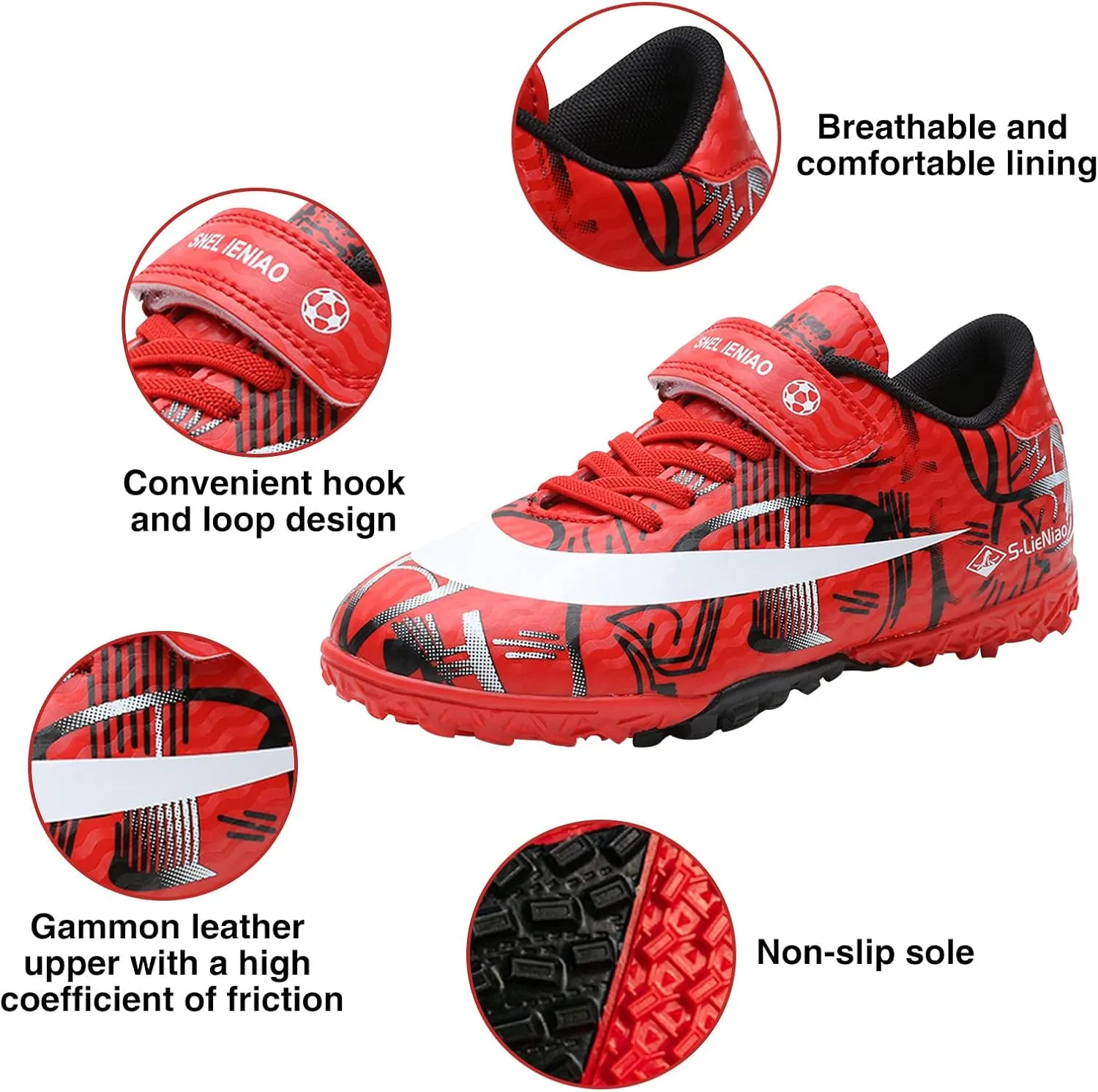 Mnplciea Kids Soccer Cleats Boys Girls Athletic Football Shoes Teenager Outdoor Indoor Anti-SlipTurf Soccer Shoes