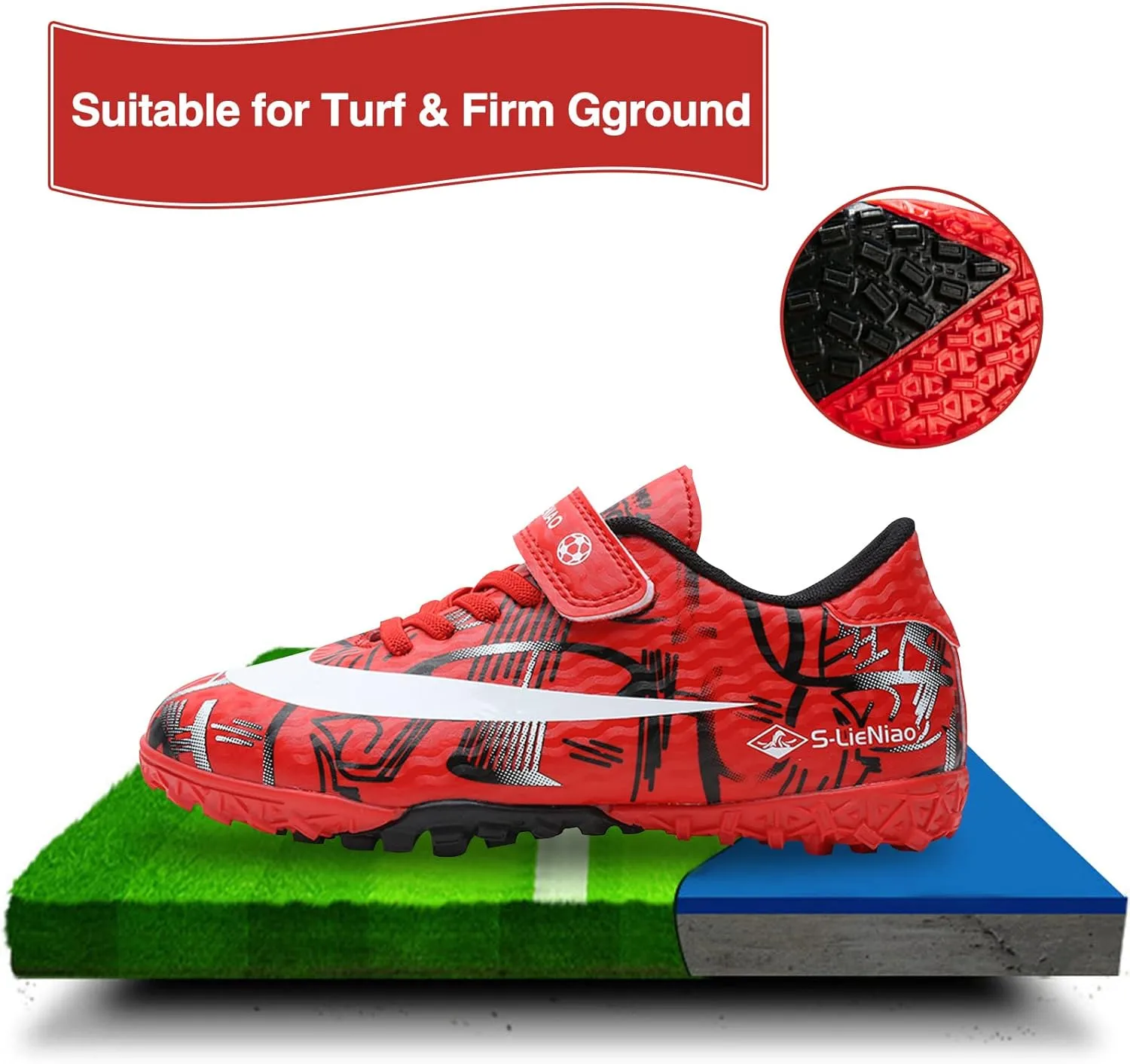 Mnplciea Kids Soccer Cleats Boys Girls Athletic Football Shoes Teenager Outdoor Indoor Anti-SlipTurf Soccer Shoes