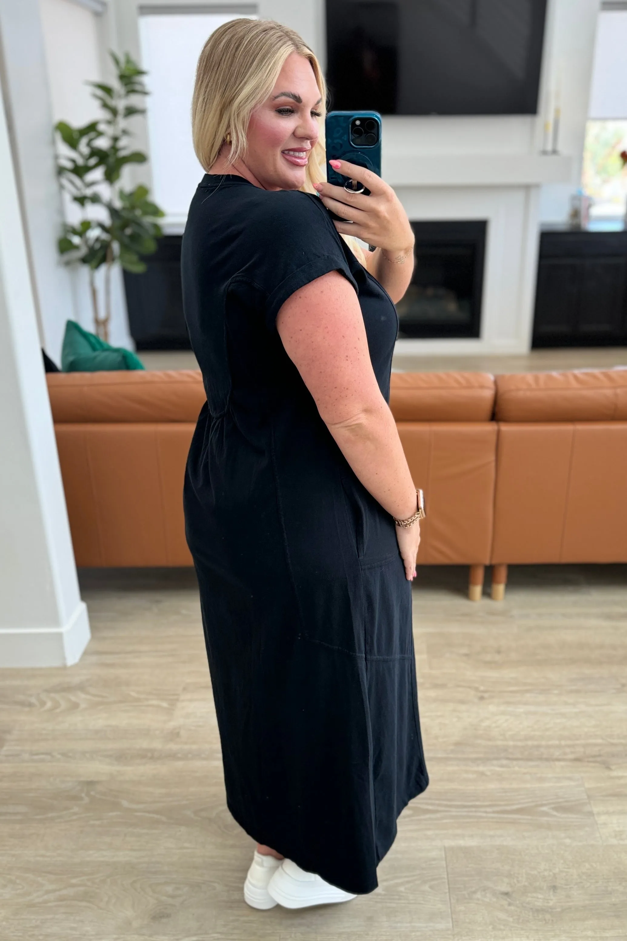 Modern Maritime Shift Maxi Dress in Black by Rae Mode