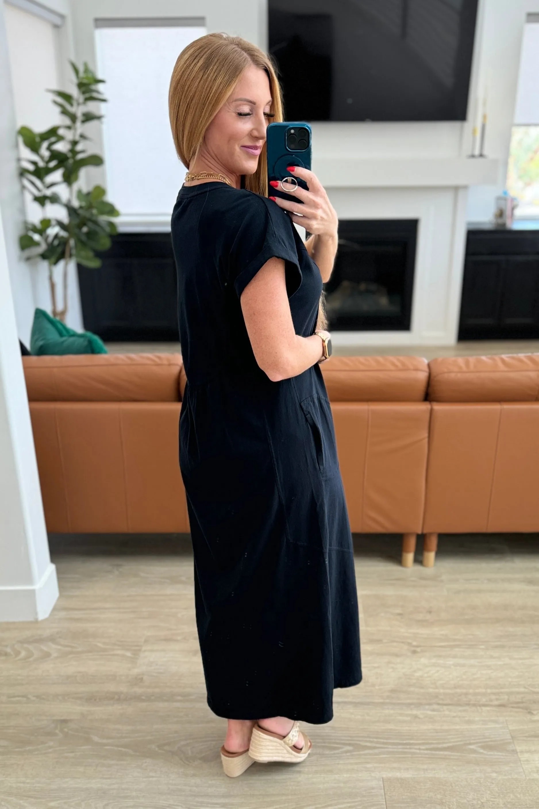 Modern Maritime Shift Maxi Dress in Black by Rae Mode