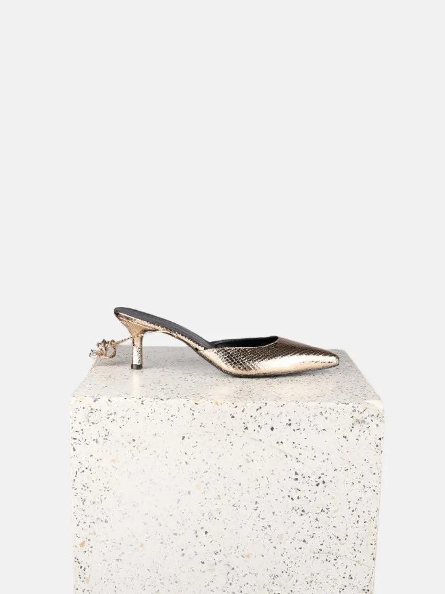 Mola Gold Snake Kitten Heels