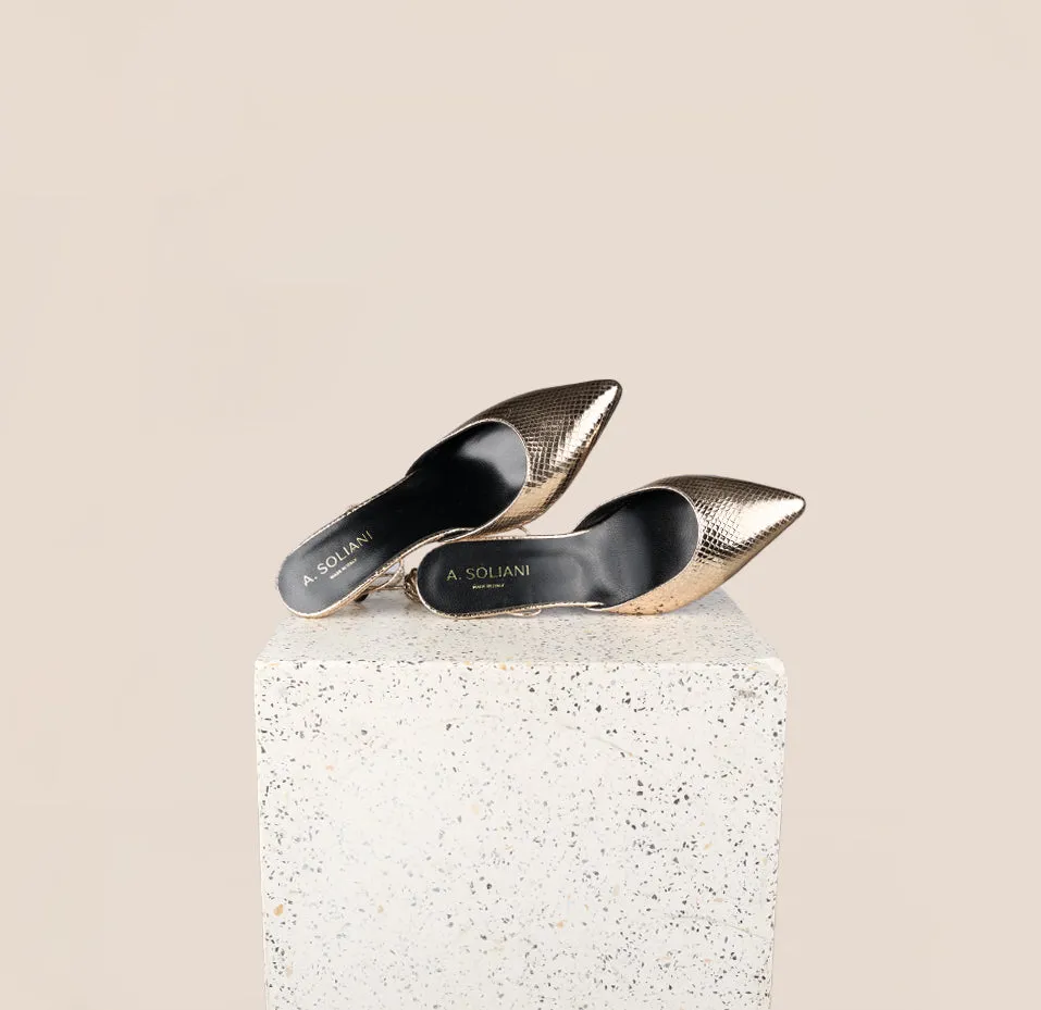 Mola Gold Snake Kitten Heels