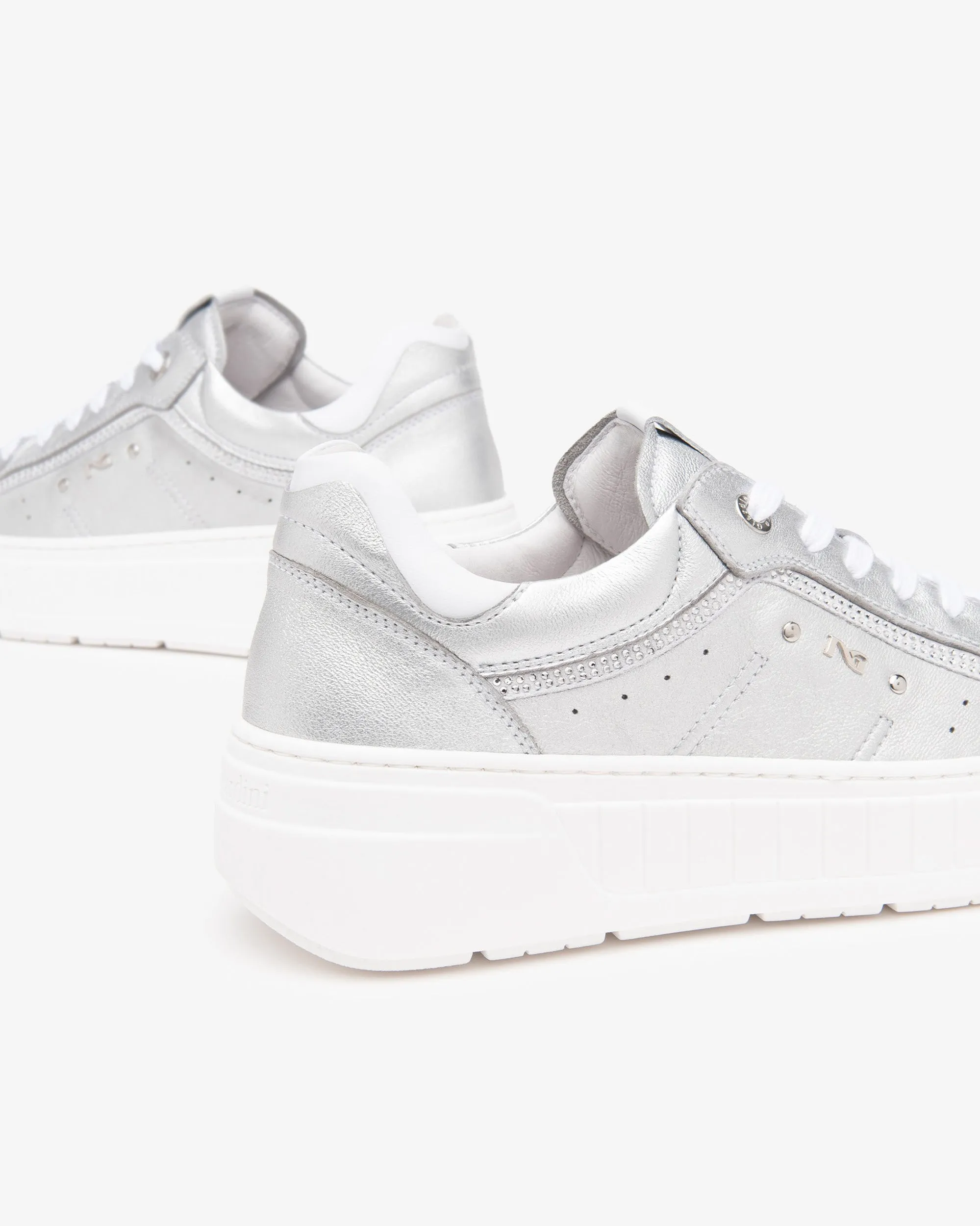 NeroGiardini Silver Leather Trainers