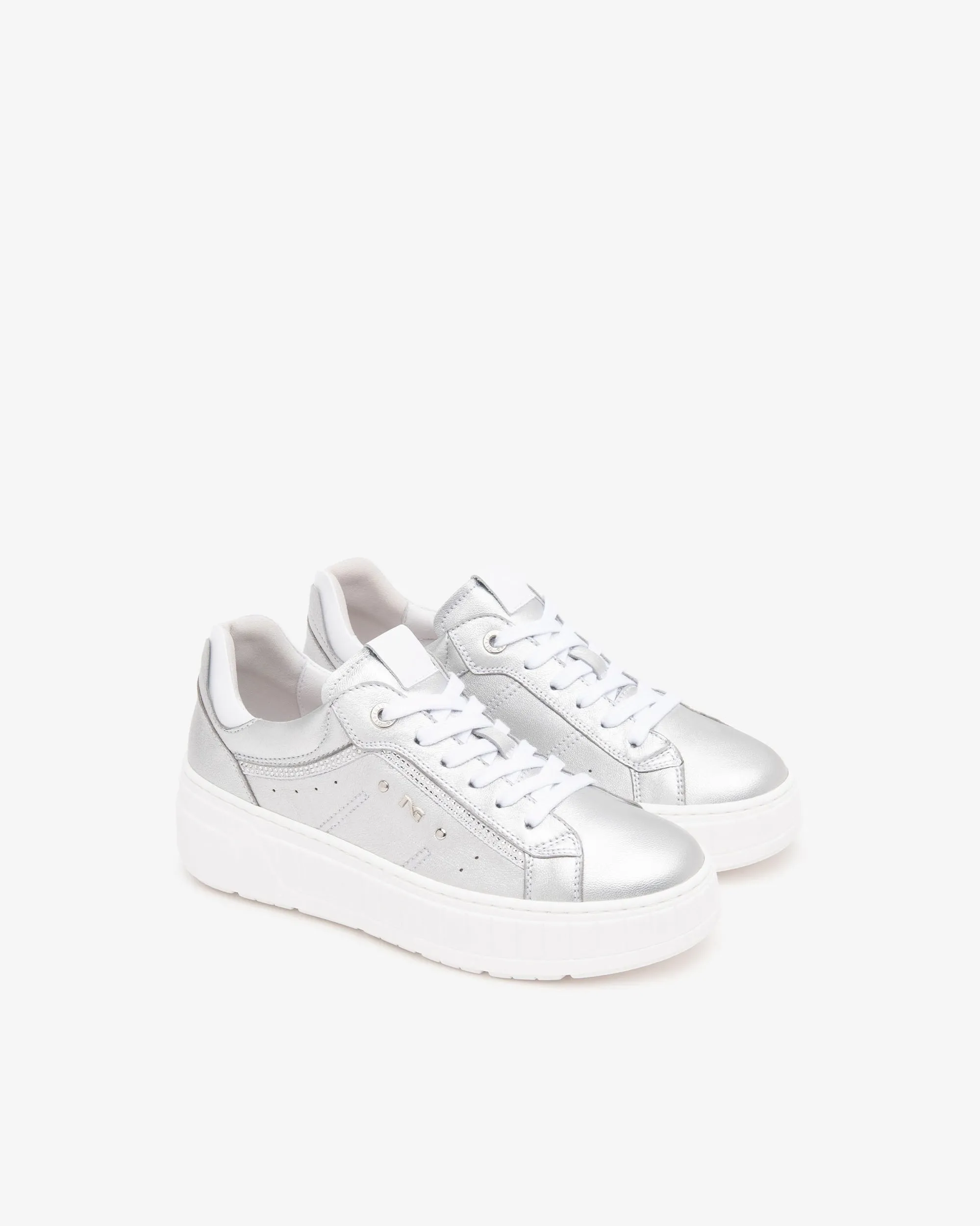 NeroGiardini Silver Leather Trainers