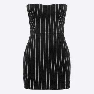 Opulent Crystal Embellished Tube Top Bodycon Strapless Mini Party Dress