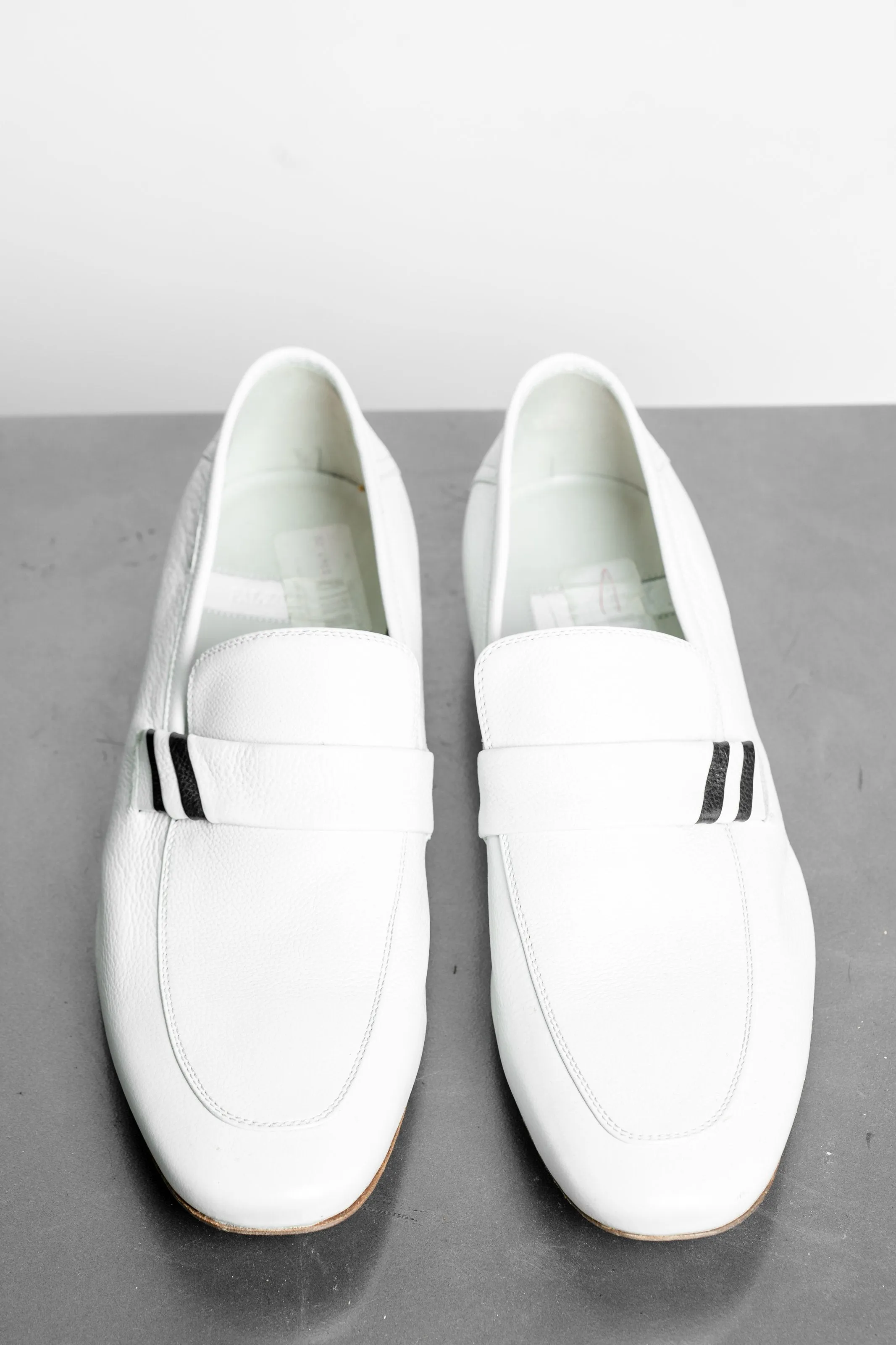 Pal Zileri White Leather Loafers