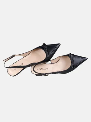 Pescara - Black Leather Kitten Heels