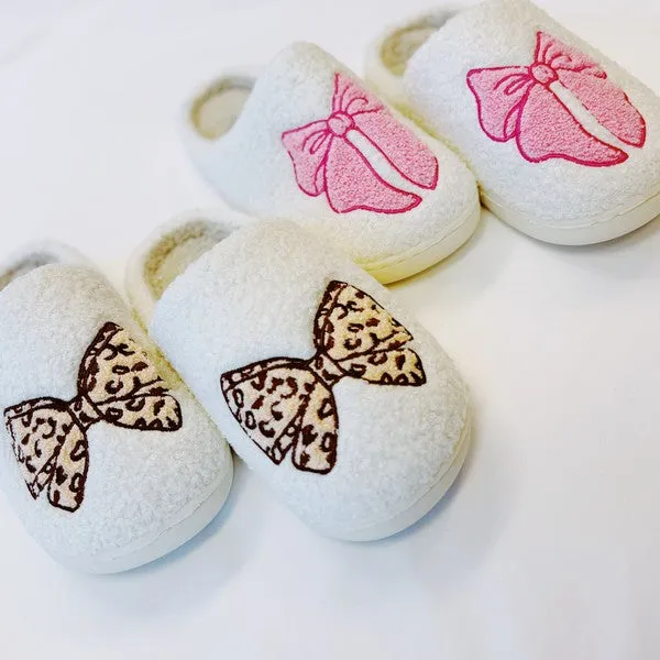 Pink Bow Cozy Slippers