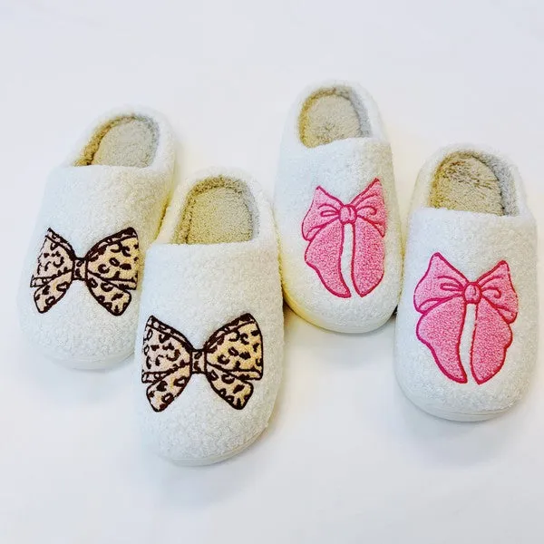 Pink Bow Cozy Slippers