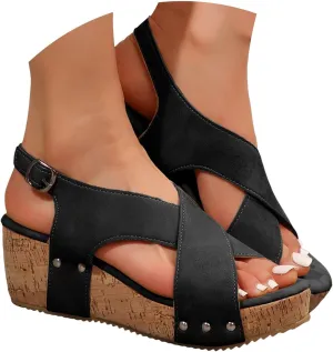 Platform Wedge Sandals for Women Dressy Summer Comfortable Wedge Sandals Ankle Strap Open Toe Espadrilles Sandal Slip On Walking Shoes Orthopedic Sandal with Arch Support Casual Boho Dress Shoes