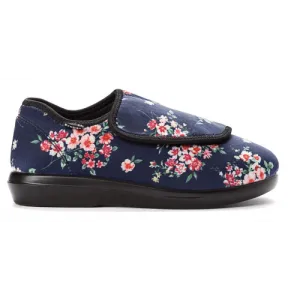 Propet Women's Cush N Foot Slippers- Navy Blossom