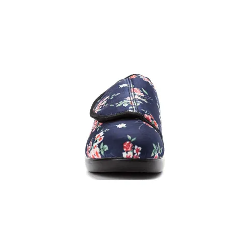 Propet Women's Cush N Foot Slippers- Navy Blossom