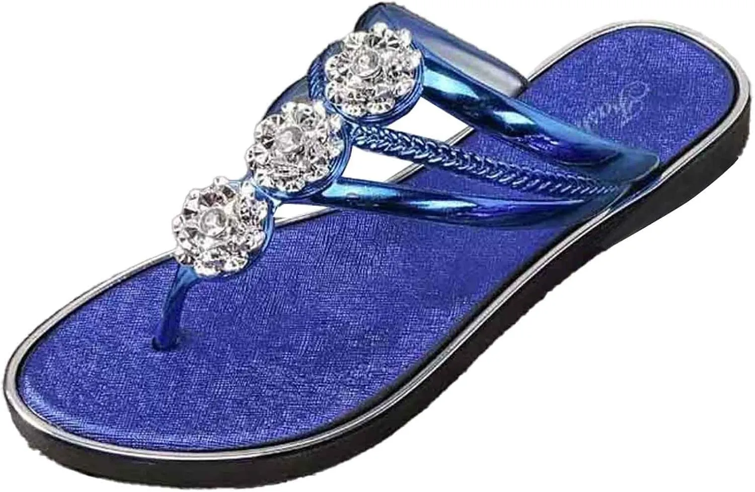 Rhinestone Womens Flip Flops Vacation Travel Outdoor Beach Sandals Walking Thong Slip on Plantar Fasciitis Shoes