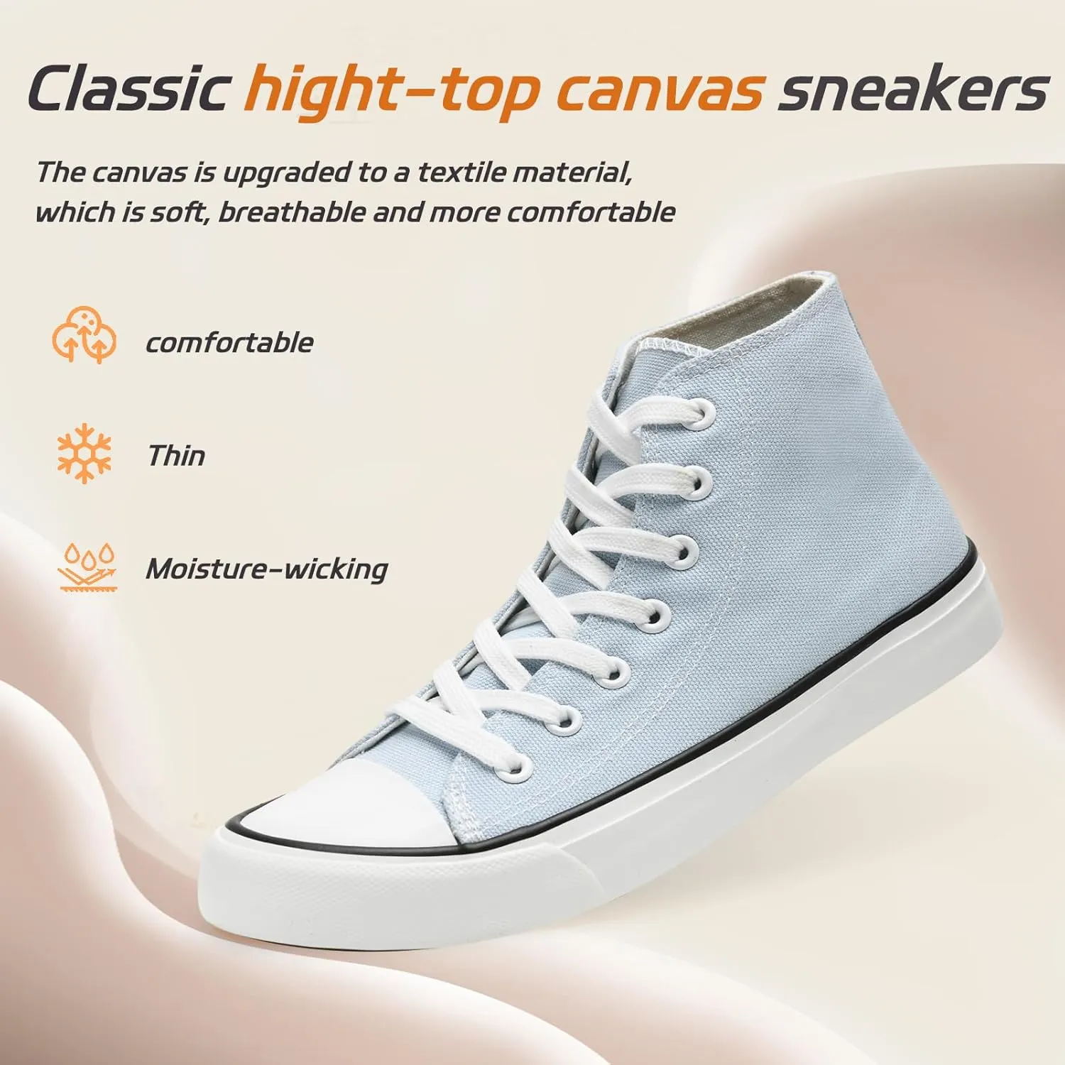 rosyclo Canvas Shoes for Women and Men, High Top Canvas Sneakers Fashion Lace Up Comfortable Womens Classic Casual Tennis Walking Shoes