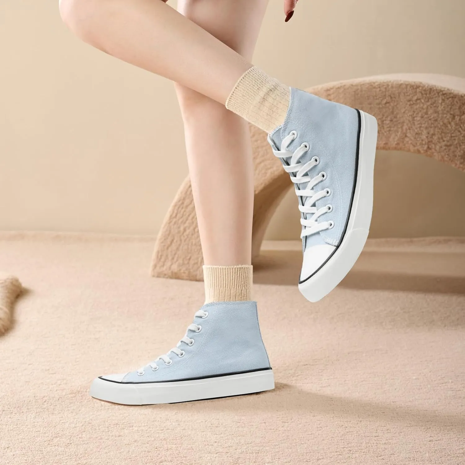 rosyclo Canvas Shoes for Women and Men, High Top Canvas Sneakers Fashion Lace Up Comfortable Womens Classic Casual Tennis Walking Shoes