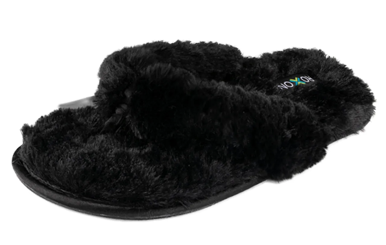 Roxoni Fuzzy House Slippers for Women  Comfortable Furry Spa Thongs  Cozy Slip On Flip Flops - Soft Insole & Rubber Outsole