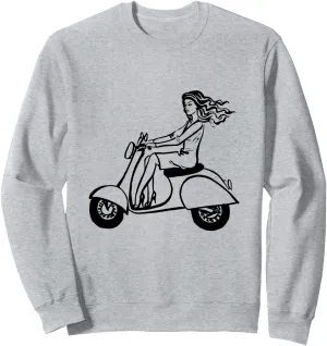 Scooter Pin Up Girl Woman High Heels Female Biker Gift Sweatshirt