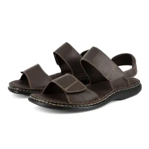 Seyili : Mens Leather Sandals in Choc Vintage