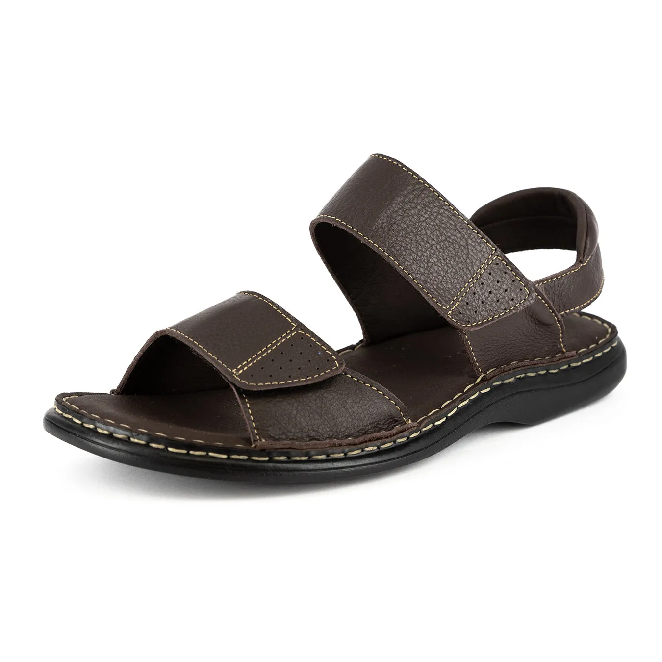 Seyili : Mens Leather Sandals in Choc Vintage
