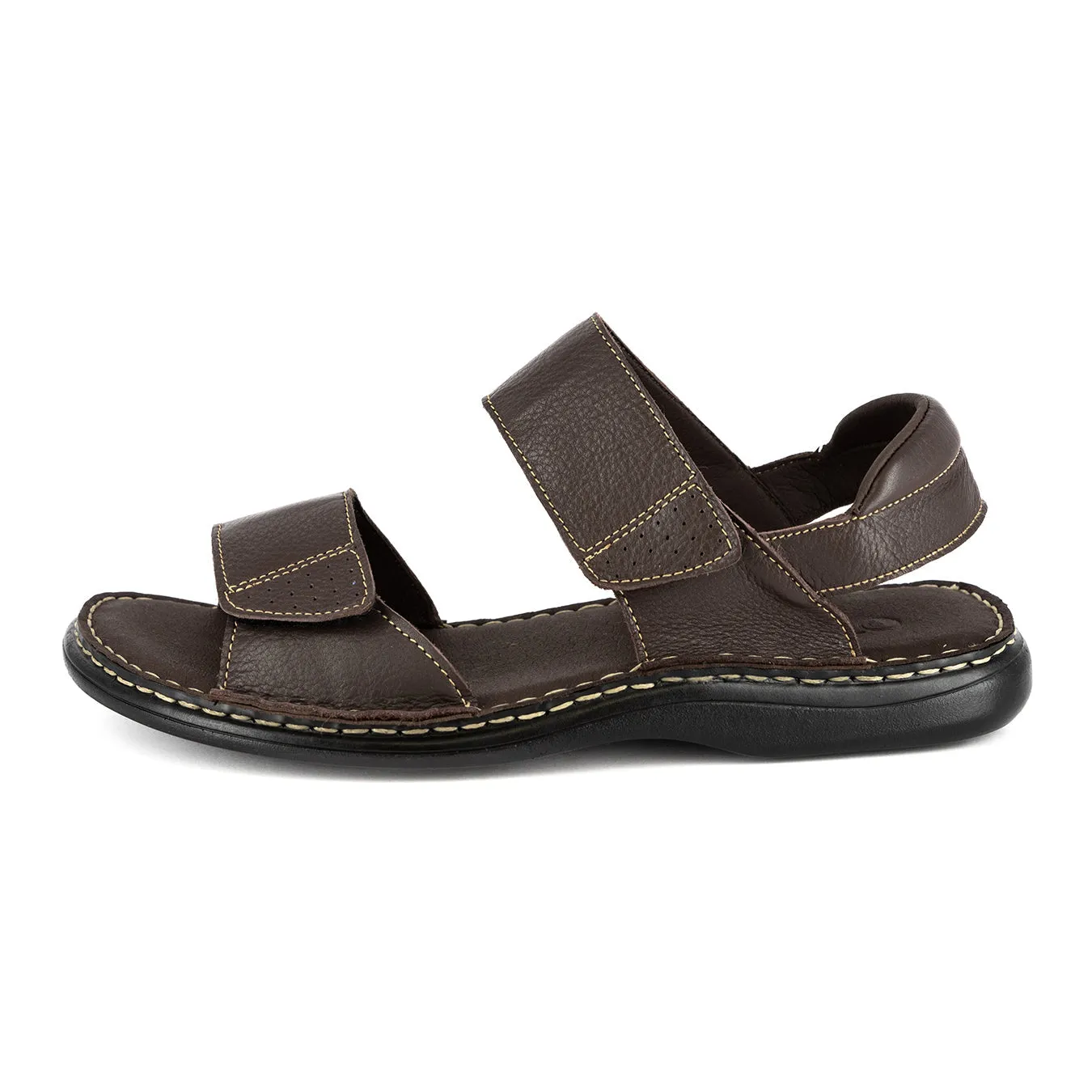 Seyili : Mens Leather Sandals in Choc Vintage