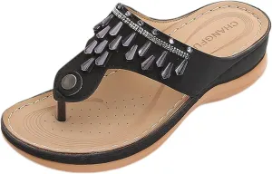 Slide Wedges Sandals for Women T Strap Sandals Low Wedges Open Toe Wide Width Orthopedic Slippers Slip On Casual Shoes Comfort Wear Shoes for Beach Vacation Outdoor Breathable Shoe Womens Sandals