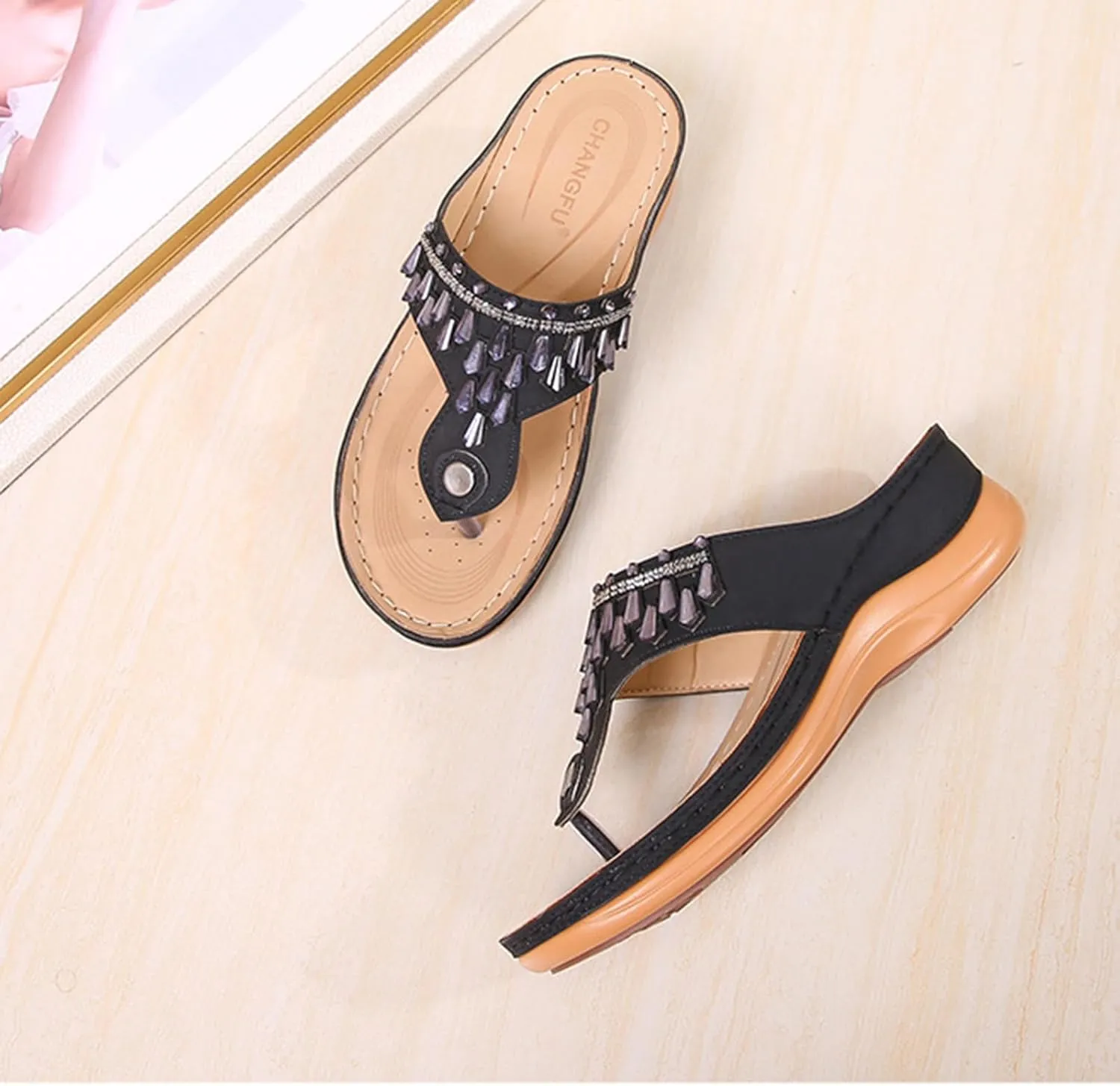 Slide Wedges Sandals for Women T Strap Sandals Low Wedges Open Toe Wide Width Orthopedic Slippers Slip On Casual Shoes Comfort Wear Shoes for Beach Vacation Outdoor Breathable Shoe Womens Sandals